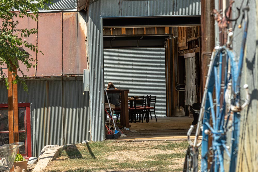 Side garage door at the Historic Hayden Granary.