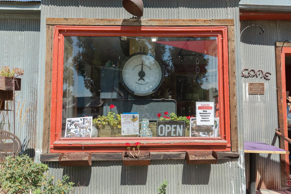 Big bay window with flowers and decorations at the Historic Hayden Granary.