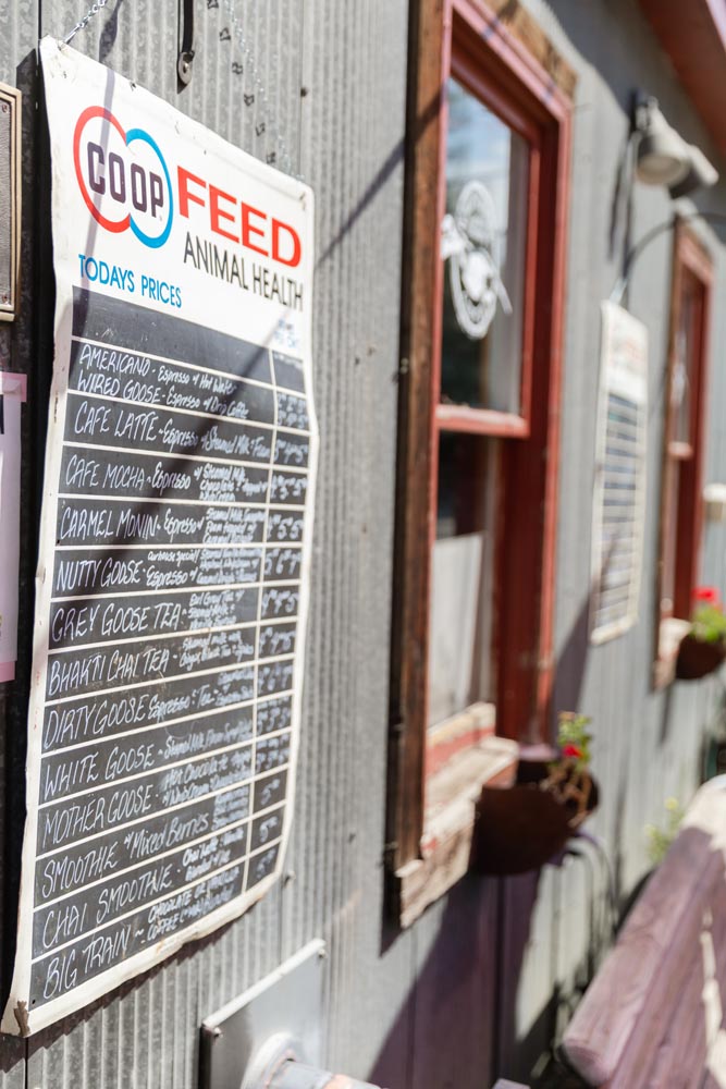 Detail shot of Wild Goose Coffee menu